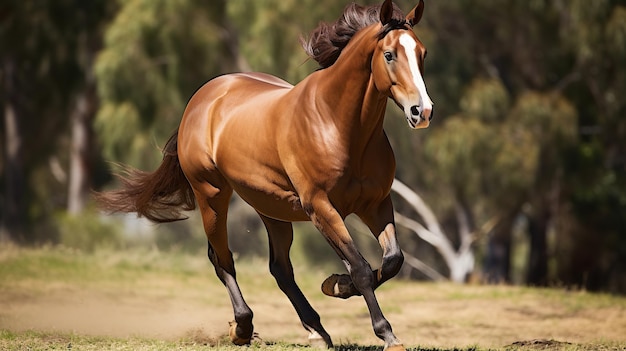 Horses running in the meadow