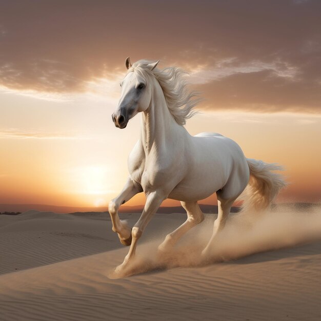 Horses sprints along the shoreline