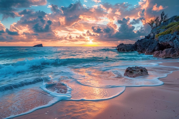 Horseshoe Bay Stunning Sunrise on the Iconic Bermuda Beach
