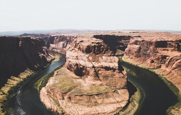 Horseshoe bend against clear sky