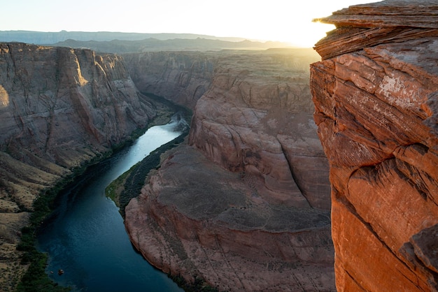 Horseshoe Bend by Grand Canyon at sunset Summer holiday concept Horseshoe Bend and Colorado river Grand Canyon