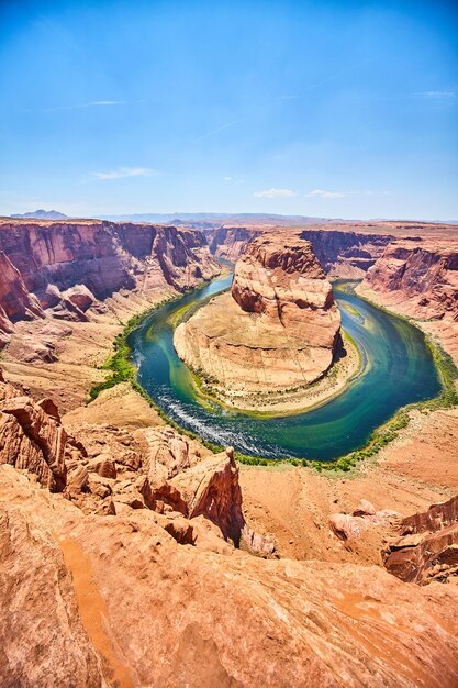 Foto horseshoe bend overlook arizona canyon landschap verhoogd uitzicht
