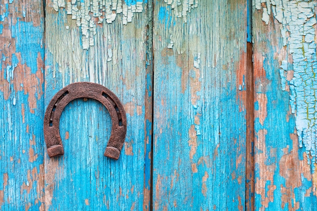 Horseshoe on blue background