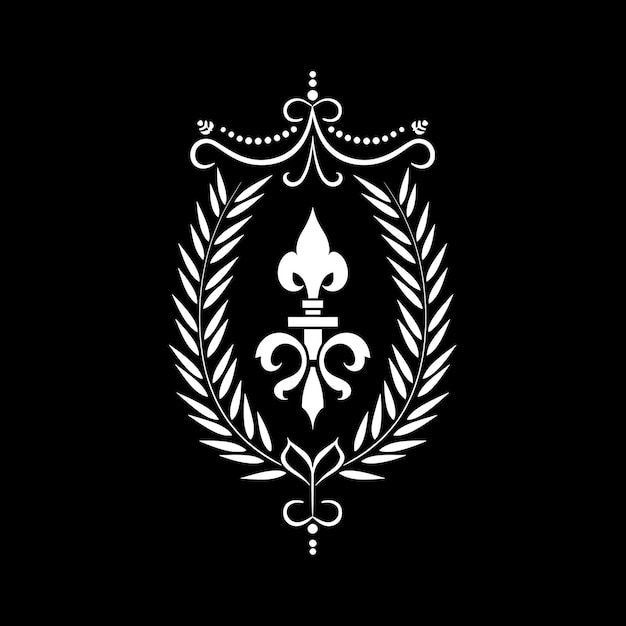 Photo horsetail sprig monogram logo with decorative frame and fleu simple tattoo outline design tshirt