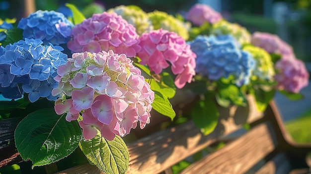 Hortensia-planten in het licht