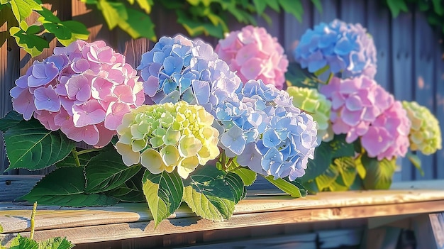 Hortensia-planten in het licht