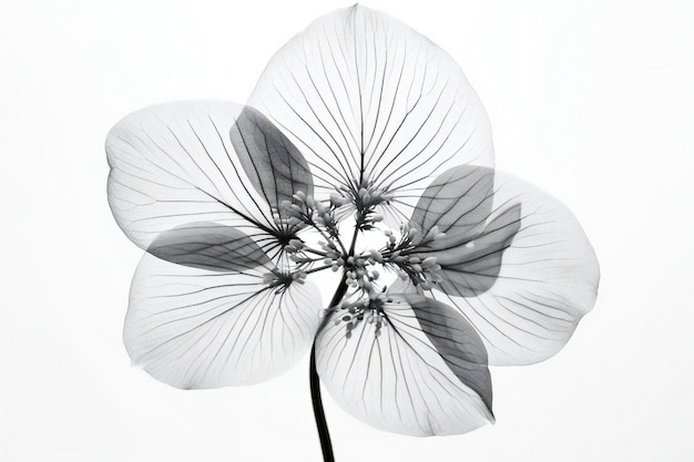 Hortensia zwart-wit bloemen lijntekeningen op witte achtergrond