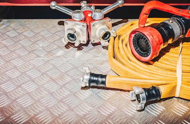 Hose lance and fork of a fire truck