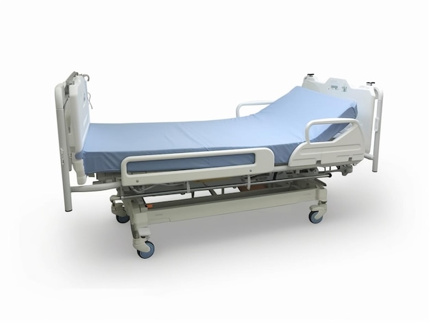 Photo a hospital bed with a blue blanket on it