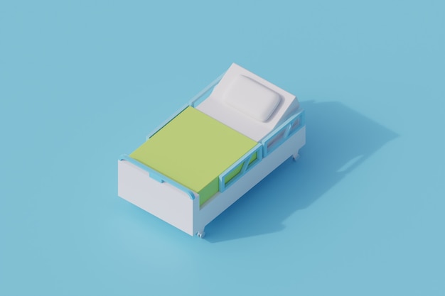 Hospital bedroom single isolated object. 3d render illustration isometric