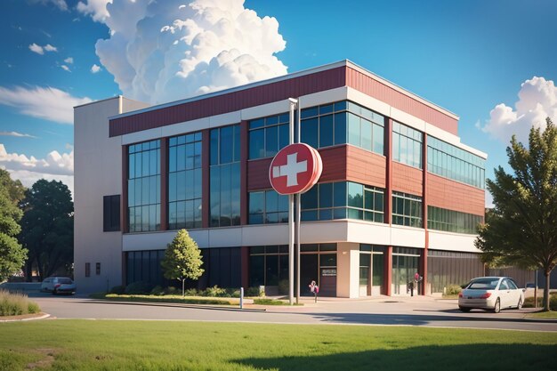 Hospital Building Red Cross Medical Institution Health Treatment Disease Wallpaper Background