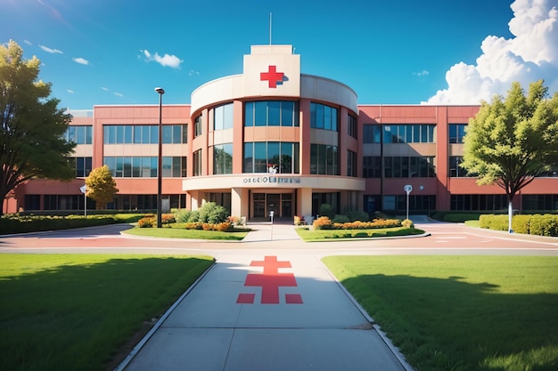 Hospital Building Red Cross Medical Institution Health Treatment Disease Wallpaper Background