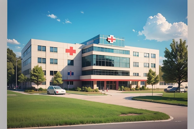 Hospital building red cross medical institution health treatment disease wallpaper background