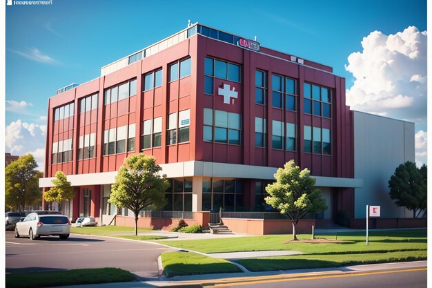 Foto edificio dell'ospedale croce rossa istituto medico di salute trattamento delle malattie carta da parati sfondio