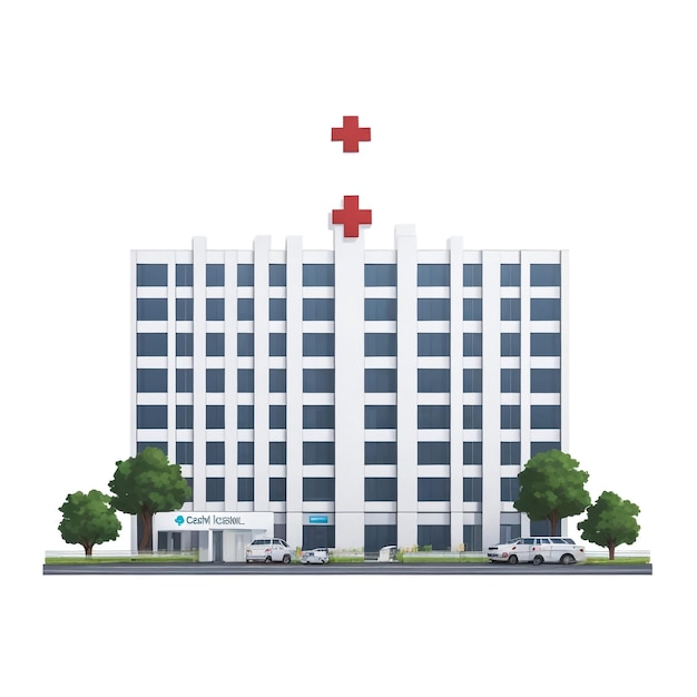 Hospital building stereoscopic icon