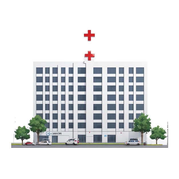 Hospital building stereoscopic icon