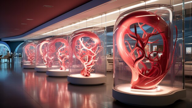 Hospital Corridor With Heart And Dnathemed Art