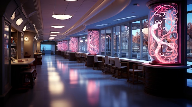 Больничный коридор с сердцем и днатемским искусством