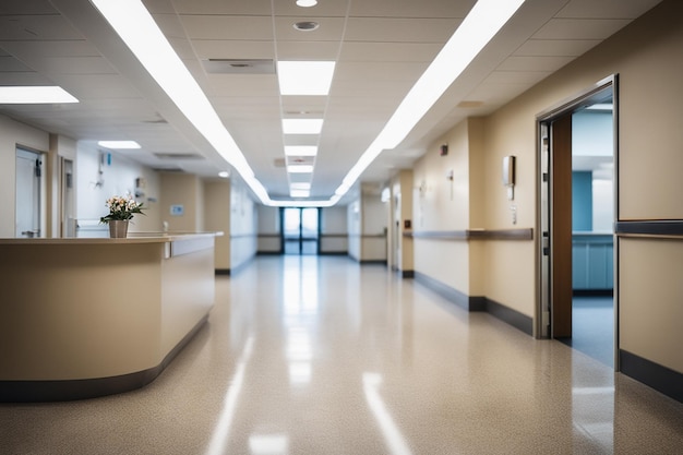 Hospital hallway reception clinic Unfocused background