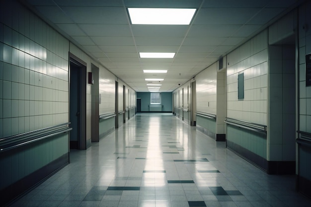 Hospital hallway Serenity signifies recovery