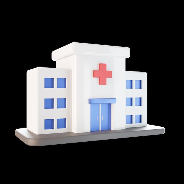 Hospital Icon 3D Render Illutration Healthcare Medical LOGO Isolated Transparent Background