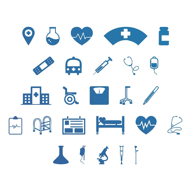 hospital icons items gradient effect photo jpg vector set