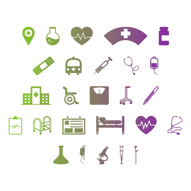 hospital icons items gradient effect photo jpg vector set