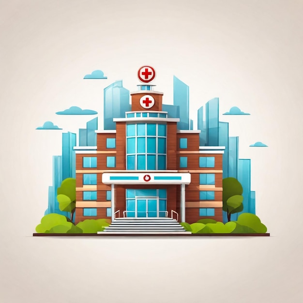 Hospital illustrated in cartoon style