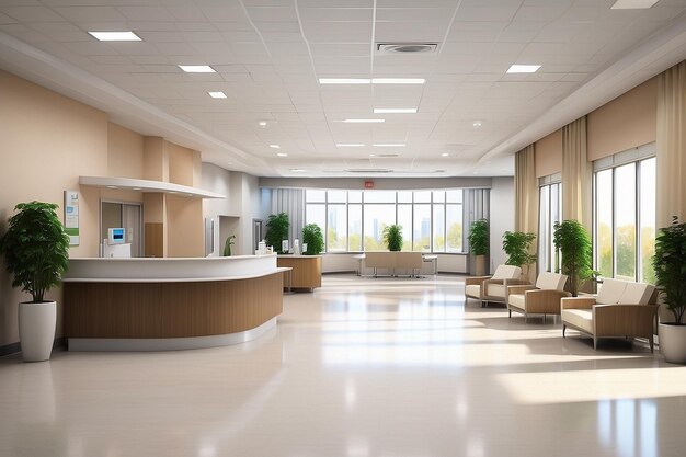 Hospital indoor reception place scene ar c v