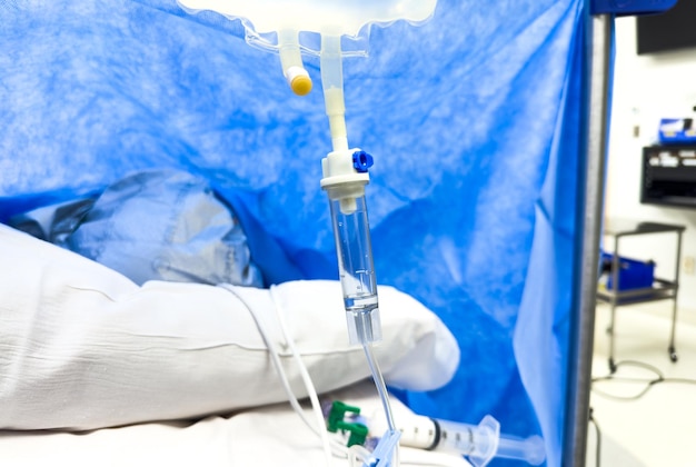 hospital IV drip conveying medical care treatment and hope for recovery in a clinical setting