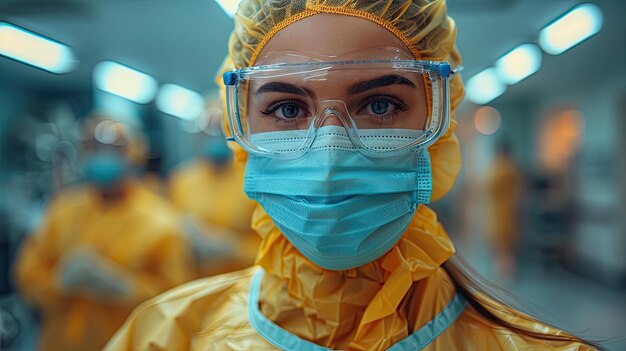 Hospital maintenance worker cleaning and disinfecting patient rooms hygiene and cleanliness