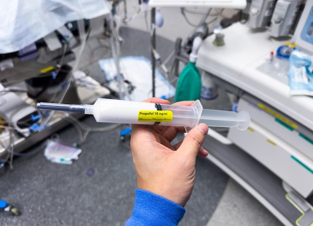 hospital medications and syringes showcasing vasopressors anesthetics and narcotics for medical tr