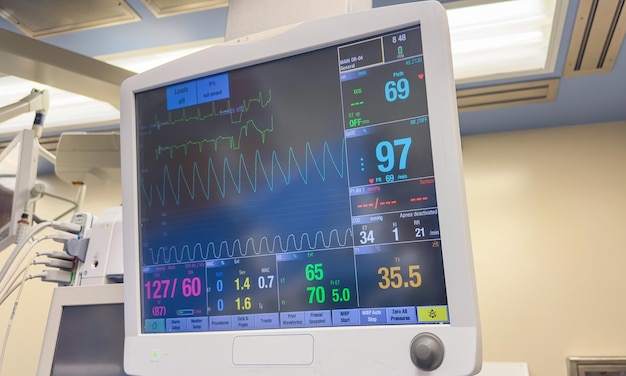 Hospital monitor a symbol of healthcare vital signs and patient wellbeing monitoring blood pres