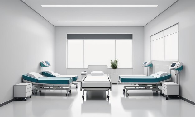 Photo hospital room beds and modern equipment