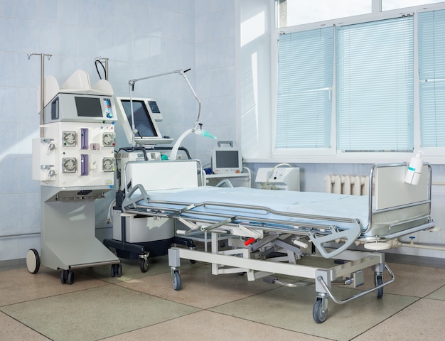 Hospital room interior with equipment