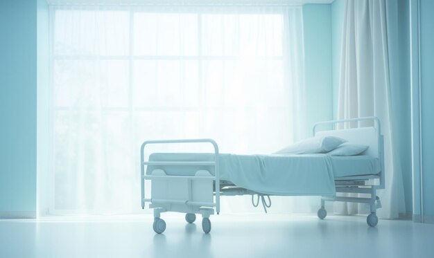 вид больничной комнаты на пустую комнату с больничной койкой
