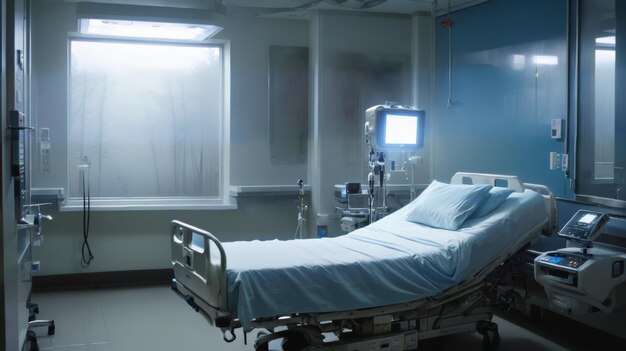 Hospital Room With Bed and Medical Equipment