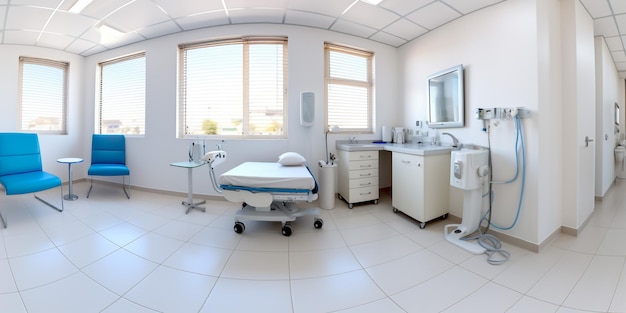 hospital room with beds and comfortable medical equipped in a modern hospital