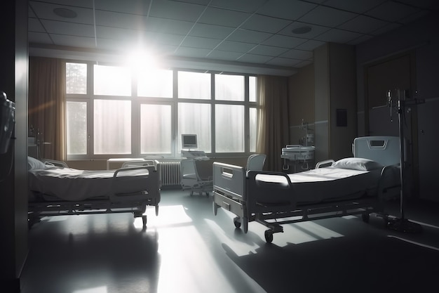 Больничная палата с удобными кроватями AI