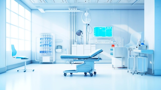 Photo a hospital room with a hospital bed and a monitor