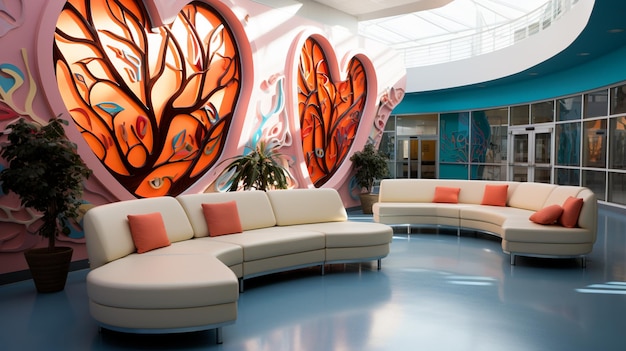 Hospital Waiting Area Decorated With Educational