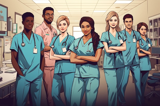 Hospitals Diverse Nursing Team Generative AI