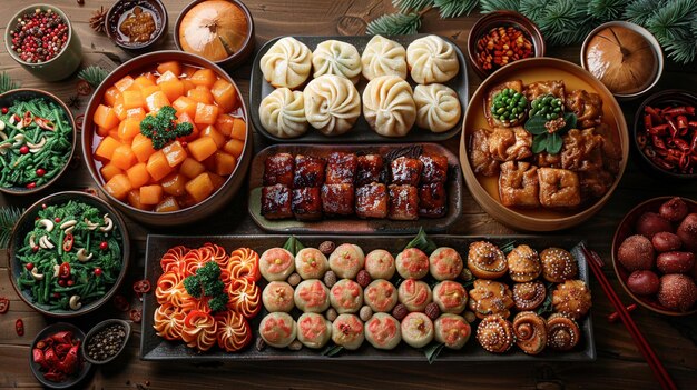 Hosting A Festive Banquet With Dishes Background