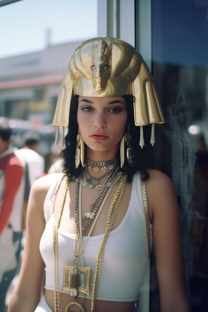 Foto hot aantrekkelijk modemodel in egyptische koningin cleopatra koninklijke kostuums