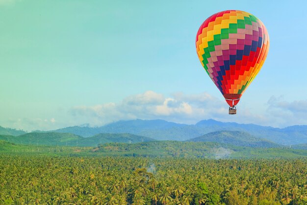 Hot air balloon on blue sky 