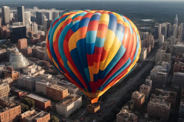 Hot Air Balloon Over the City