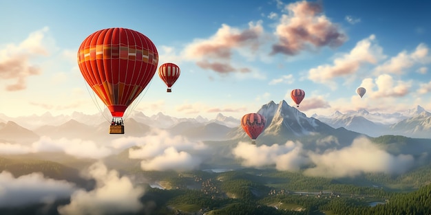 Photo hot air balloon at fantasy colorful sky background