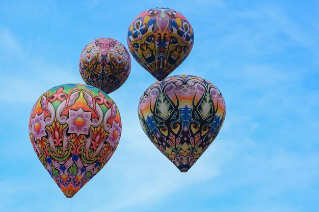 Hot air balloon festival in Wonosobo Blue sky background