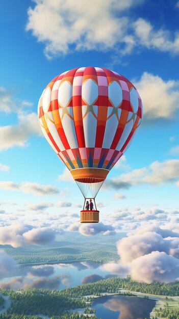 A hot air balloon flies over the sky generative ai