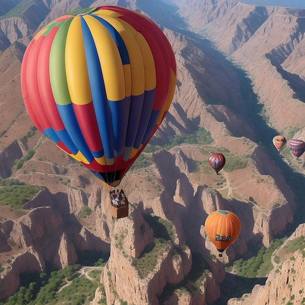 A Hot air balloon flying generated by AI